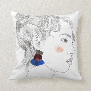 Coussin Croquis de regard - portrait