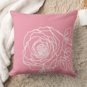 Coussin Croquis de rose romantique floral moderne