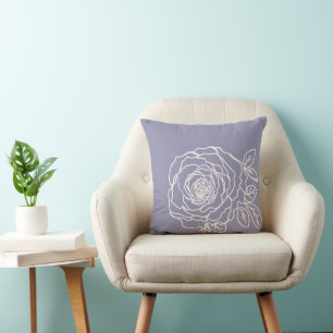 Coussin Croquis de rose romantique floral moderne
