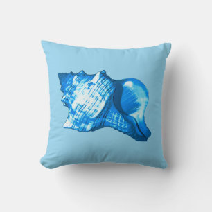 Coussin Croquis en coquille de conque - cobalt et bleu cie