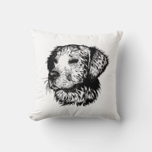 Coussin Croquis en tête de canine