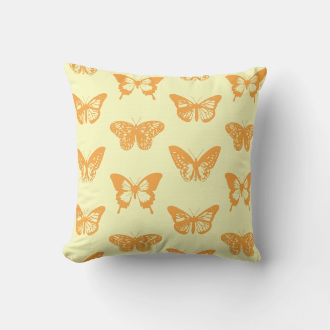 Coussin Croquis papillon, jaune et orange (Recto)