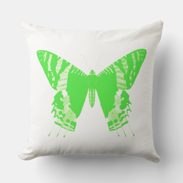 Coussin Croquis papillon, vert citron (Recto)