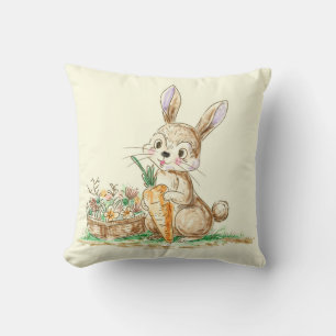 Coussin Croquis sur lapin lapin en caricature