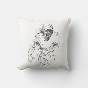 Coussin Croquis vintage d'un joueur de football américain 
