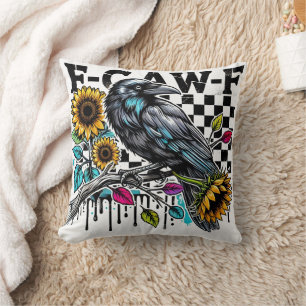 Coussin Crow Raven F-CAW-F Drôle Halloween