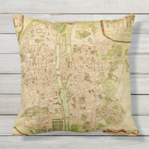 Coussin Cru 1676 antique de la Seine de carte de Paris