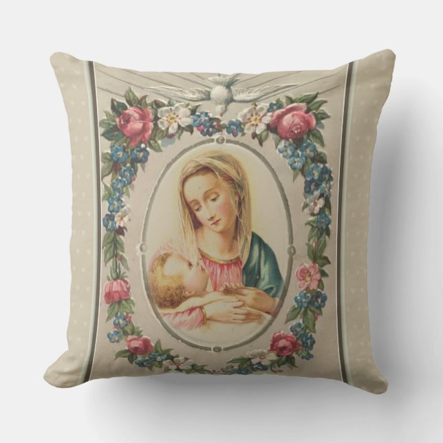 Coussin Cru béni de Noël de Vierge Marie Jésus (Recto)