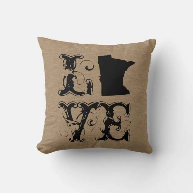 Coussin Cru chic rustique de toile de jute d'état du (Recto)