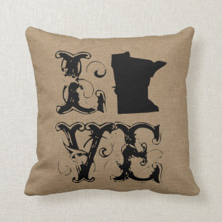 Coussin Cru chic rustique de toile de jute d'état du