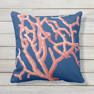 Coussin Cru moderne nautique 2 de corail rouge de vie