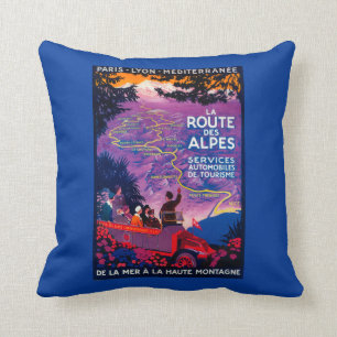Coussin Cru PosterEurope de DES Alpes d'itinéraire de La
