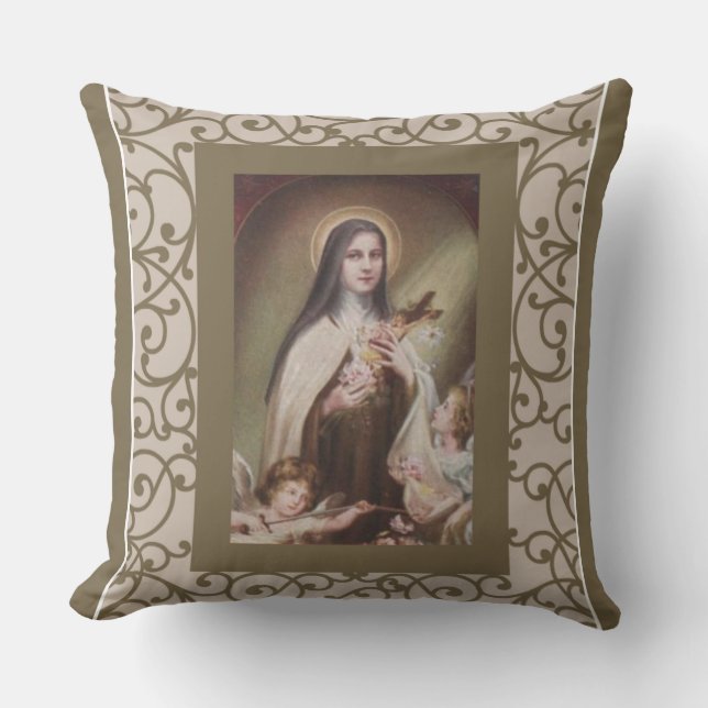 Coussin Crucifix d'anges de roses de Jésus d'enfant de St (Recto)