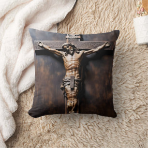 Coussin Crucifixion de Jésus sur Croix en bois