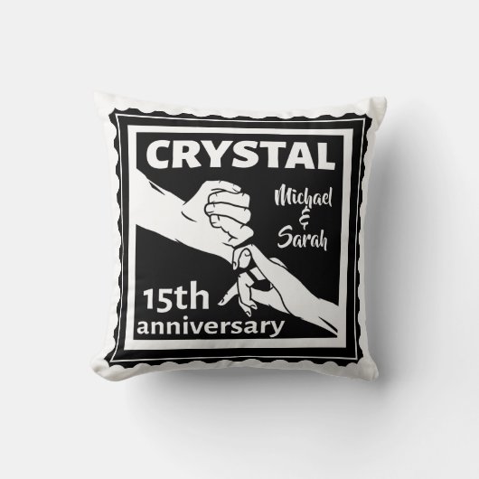 Coussin Crystal 15e anniversaire mariage tenant la main (Recto)