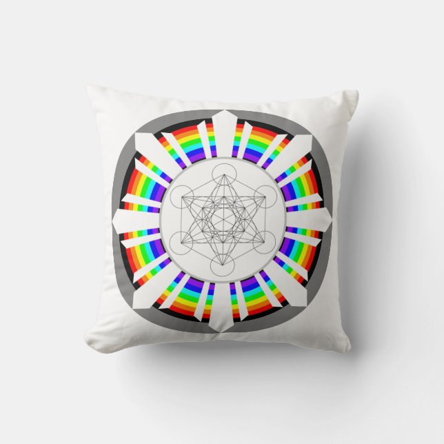 Coussin Cube de Métatron Prisme Arc-en-Ciel (Recto)