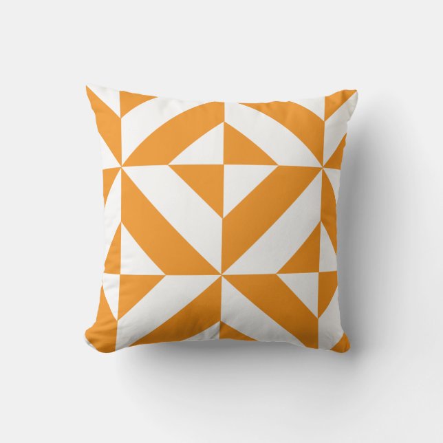 Coussin Cube géométrique Déco Orange brûlé (Recto)