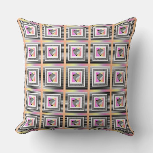 Coussin Cube pastel avec rayures répétées (Recto)