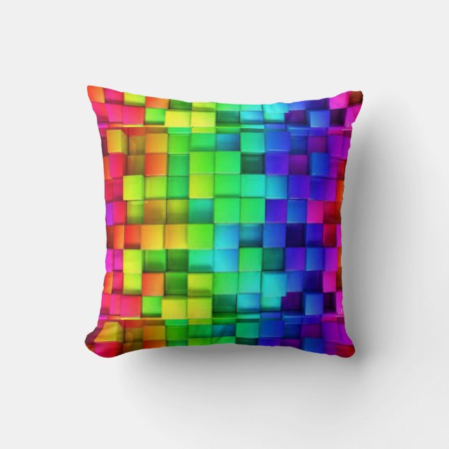 Coussin Cubes arc-en-ciel (Recto)