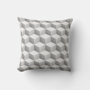 Coussin Cubes d'apparence 3D gris blanc