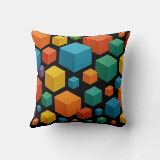 Coussin Cubes galore on black Throw Cushion (Verso)