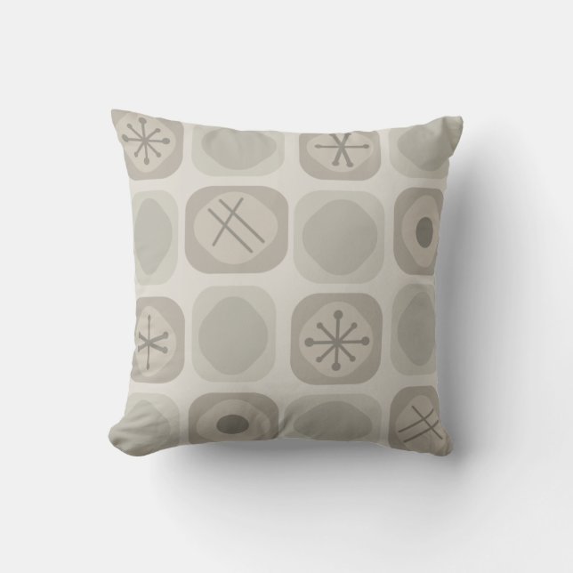 Coussin Cubes Soft Mod Art des années 1950 Taupe (Recto)