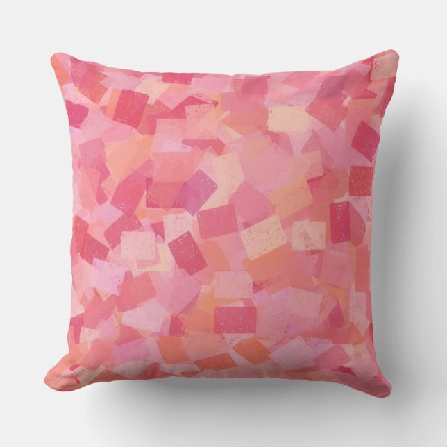 Coussin Cubisme orange rose Motif Abstrait (Recto)