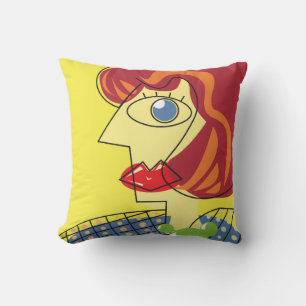 Coussin Cubisme portrait féminin coloré