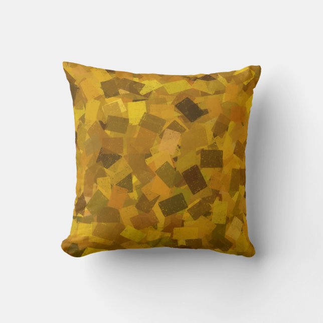 Coussin Cubisme vert Brown jaune Motif Abstrait (Recto)