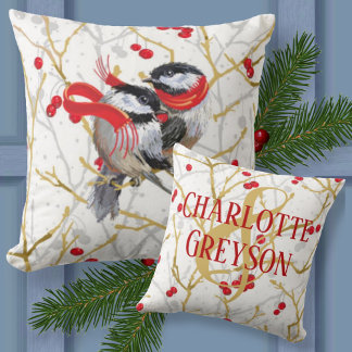 Coussin Cuddated Chickadees d'hiver