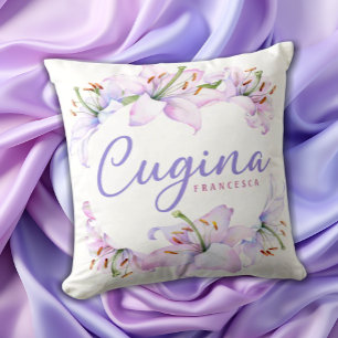 Coussin Cugina Lavande Personnalisée Lys Rose Jeter Pil