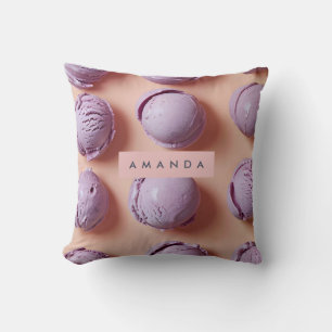Coussin Cuillère à glace violette personnalisée