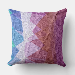 Coussin Cuir bleu et mauve