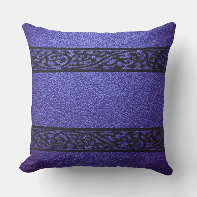 Coussin Cuir bleu violet (Recto)