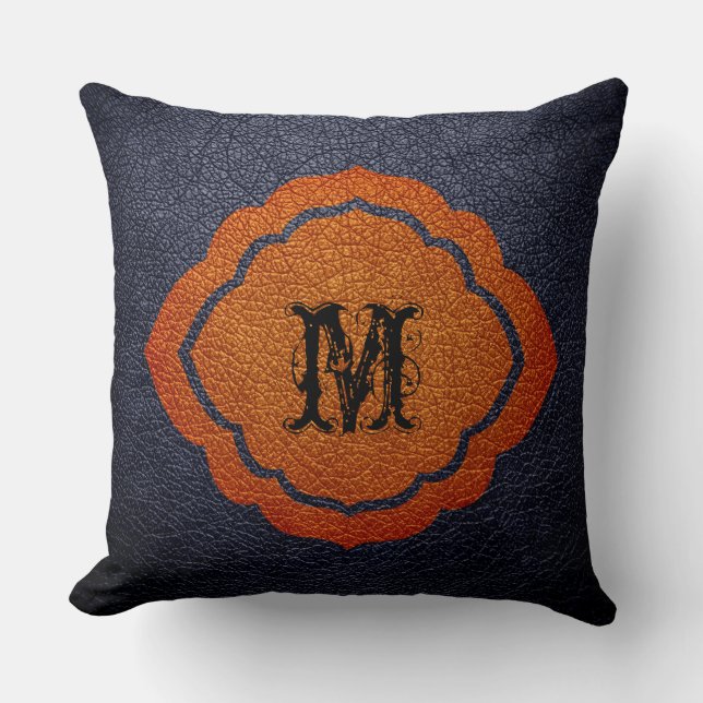 Coussin Cuir Brown noir (Recto)