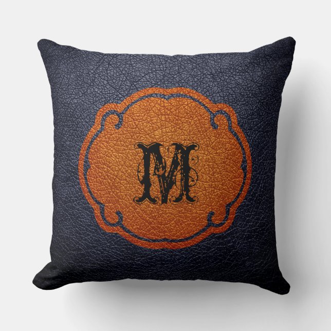 Coussin Cuir Brown noir (Recto)