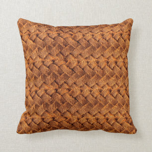 Coussin Cuir Brown tissé fond cuir, marron, backgr