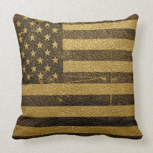 Coussin Cuir de cru de drapeau américain