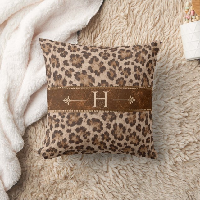 Coussin Cuir de léopard rustique vintage Impression d'anim (Couverture)