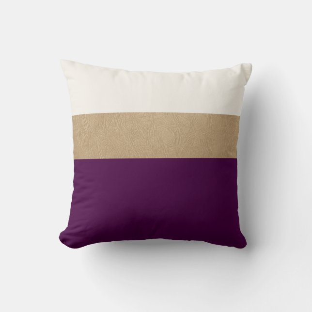Coussin cuir de prune et d'or de faux (Recto)