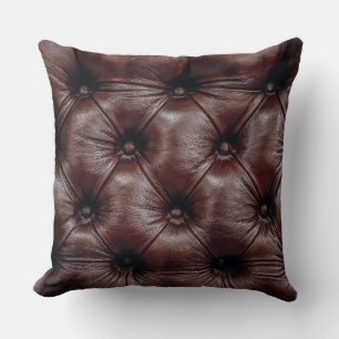 Coussin Cuir et boutons Brown Faux (pas de vrais boutons)