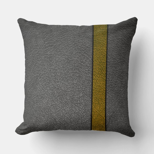 Coussin Cuir jaune et gris (Recto)