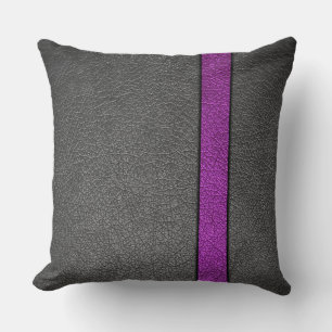Coussin Cuir pourpre et gris