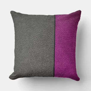 Coussin Cuir rose et gris