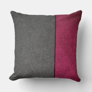 Coussin Cuir rouge et gris