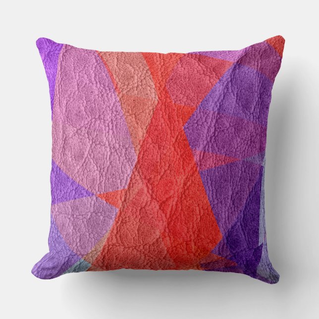 Coussin Cuir rouge et mauve (Recto)
