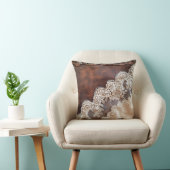 Coussin Cuir rustique, dentelle antique et perles Occident (Chaise)