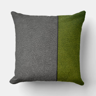 Coussin Cuir vert et gris