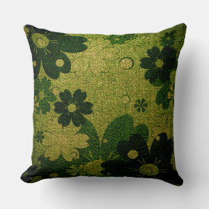 Coussin Cuir vert Floral