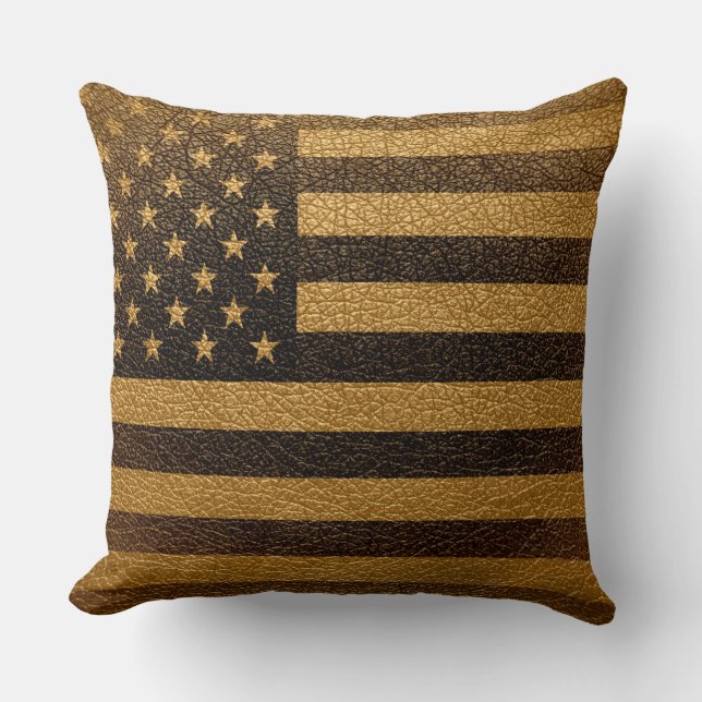 Coussin Cuir vintage #2 de drapeau américain (Recto)